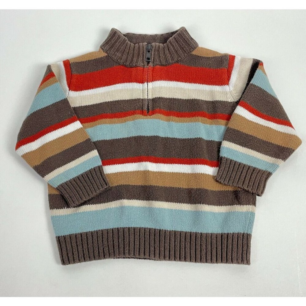 Gymboree Brown Blue Striped Sweater Holiday Express Cardigan 12 18 12-18 Months
